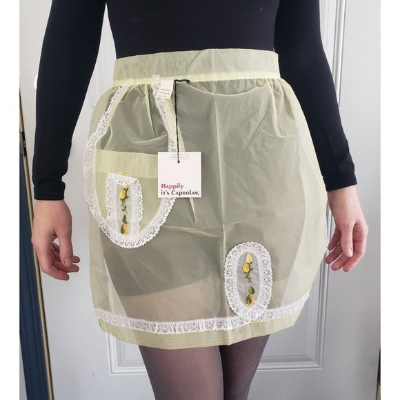 NWT 60s Sheer Yellow Hostess Apron‎ - Picture 1 of 3